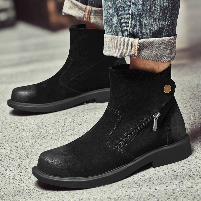 Vintage Cow Suede Mens Chelsea - Vintage Outdoor Fashion ulasan dan harga