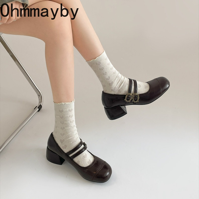 Vintage Thick Heel Women Mary  - Vintage Outdoor Fashion ulasan dan harga