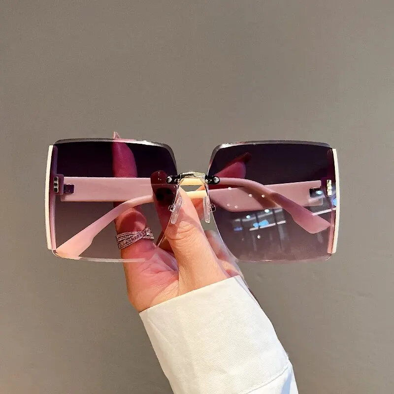 New Square Frameless Retro Sun - Vintage Fashion Enthusiasts ulasan dan harga