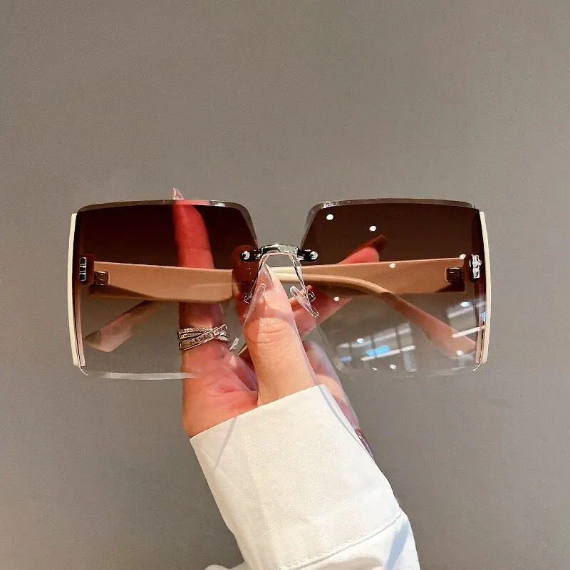 New Square Frameless Retro Sun - Vintage Fashion Enthusiasts ulasan dan harga