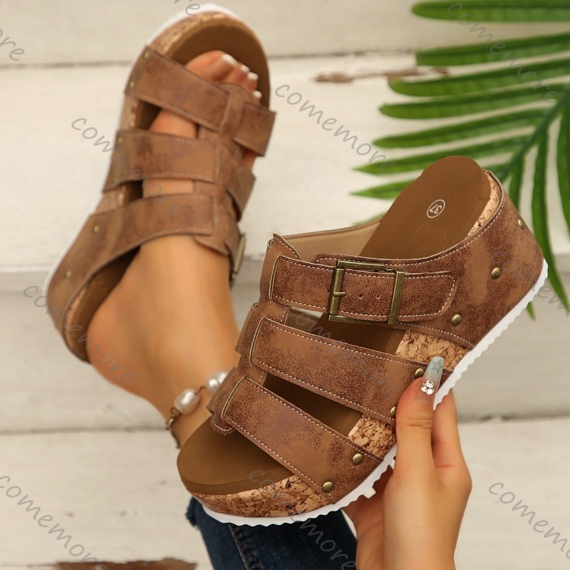Vintage Buckle Strap Wedge Sli - Vintage Outdoor Fashion ulasan dan harga