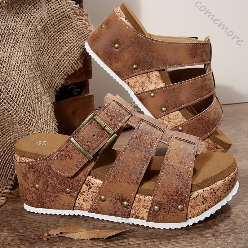 Vintage Buckle Strap Wedge Sli - Vintage Outdoor Fashion ulasan dan harga