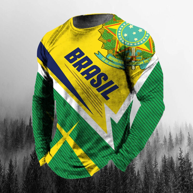 Vintage Brazilian Flag 3D Prin - Vintage Outdoor Fashion ulasan dan harga