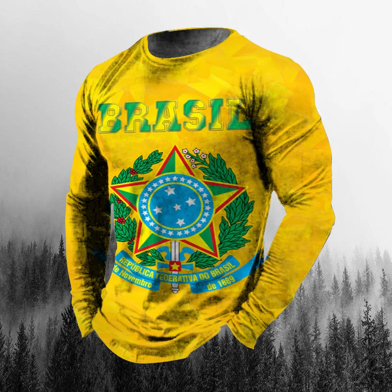 Vintage Brazilian Flag 3D Prin - Vintage Outdoor Fashion ulasan dan harga