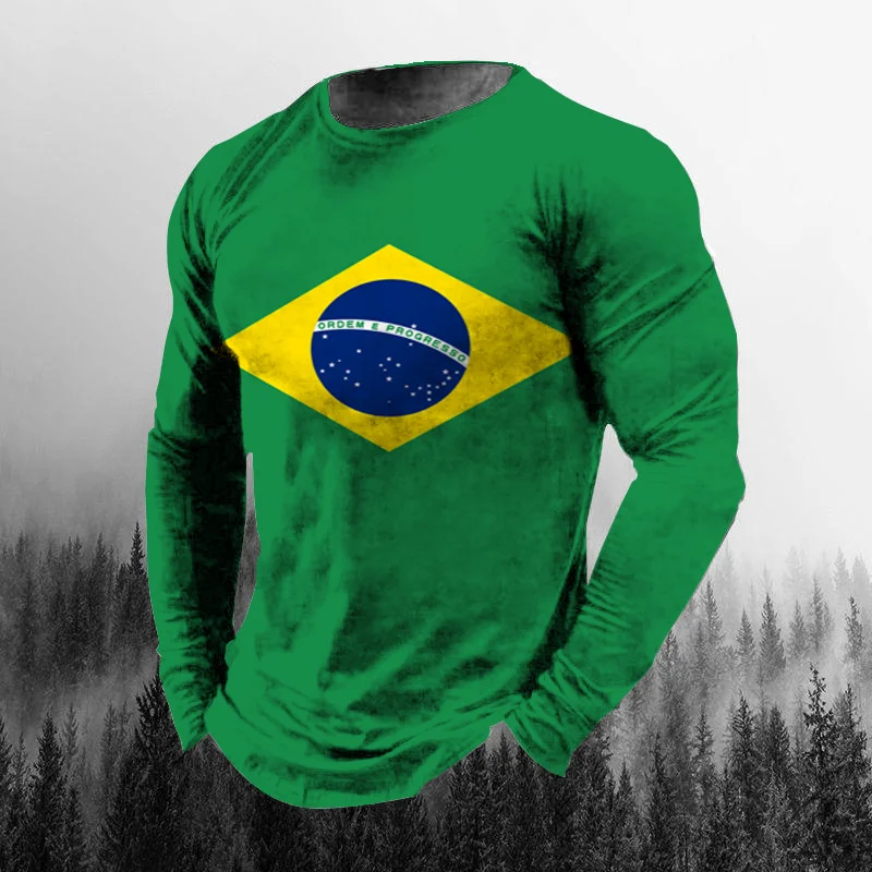 Vintage Brazilian Flag 3D Prin - Vintage Outdoor Fashion ulasan dan harga